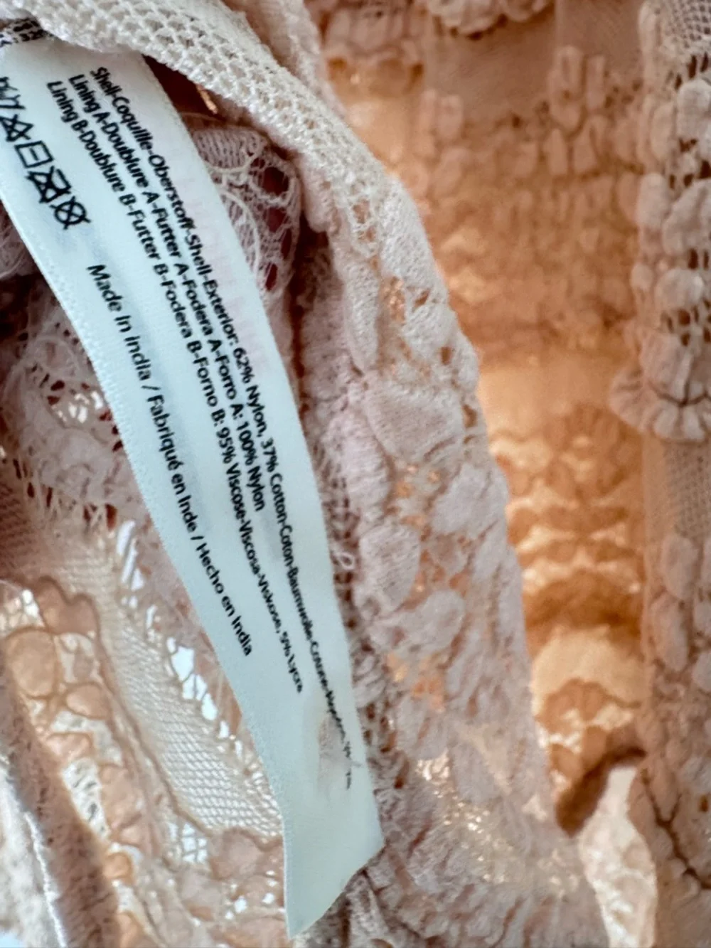 Free People Angelina Bodysuit Lace & Mesh Long-Sleeve Bodysuit M FLAWS